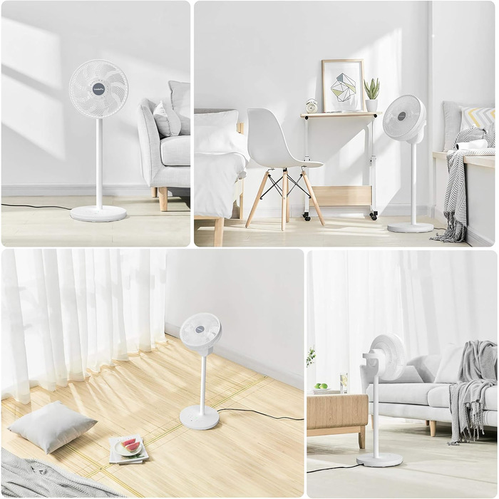 П'єдестальний вентилятор з двигуном постійного струму - вентилятор Тихий 20 дБ 3D коливальний з пультом дистанційного керування/ви