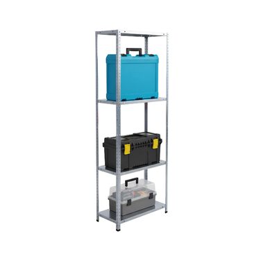 Стелаж для зберігання Relaxdays, оцинкована сталь, ВШХ 180 x 60 x 40 см, 160 кг, 4 полиці, для підвалу та гаража, міцний стелаж, сріблястий