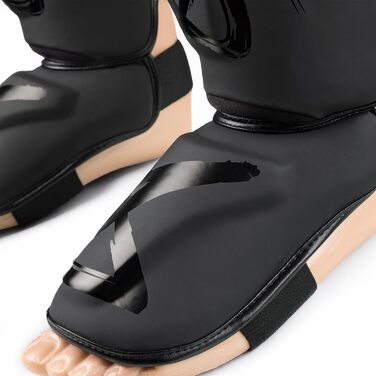 ЗБРОЇ Щитки для гомілок Unlimited 2.0, матово-чорні, для тренувань та змагань, високоякісна синтетична шкіра та ідеальна амортизація, муай-тай, K1, MMA, карате та кікбоксинг, 8