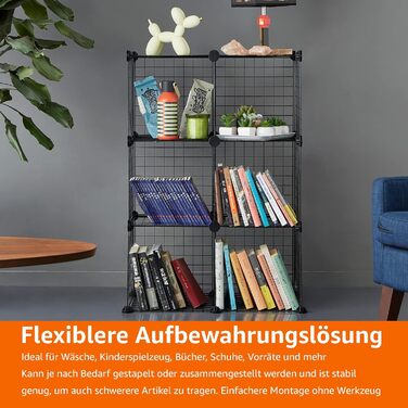 Штабелювані полиці для зберігання Storeo Basics з 6 кубиками, дротяна сітка, 66 x 32 x 96,5 см, чорні 6 кубиків - 66 x 32 x 96,5 см чорні