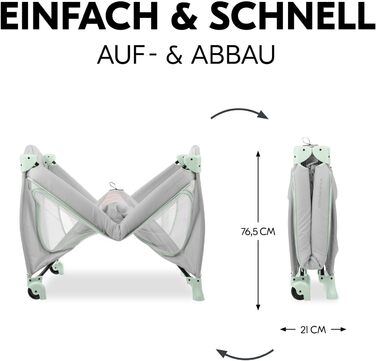 Дорожнє ліжечко Hauck Sleep N Play Go Plus, Dusty Mint - Дитяче дорожнє ліжечко з колесами, сумкою для перенесення, складною основою та великою ігровою зоною - Від народження до 15 кг - Компактне та складане