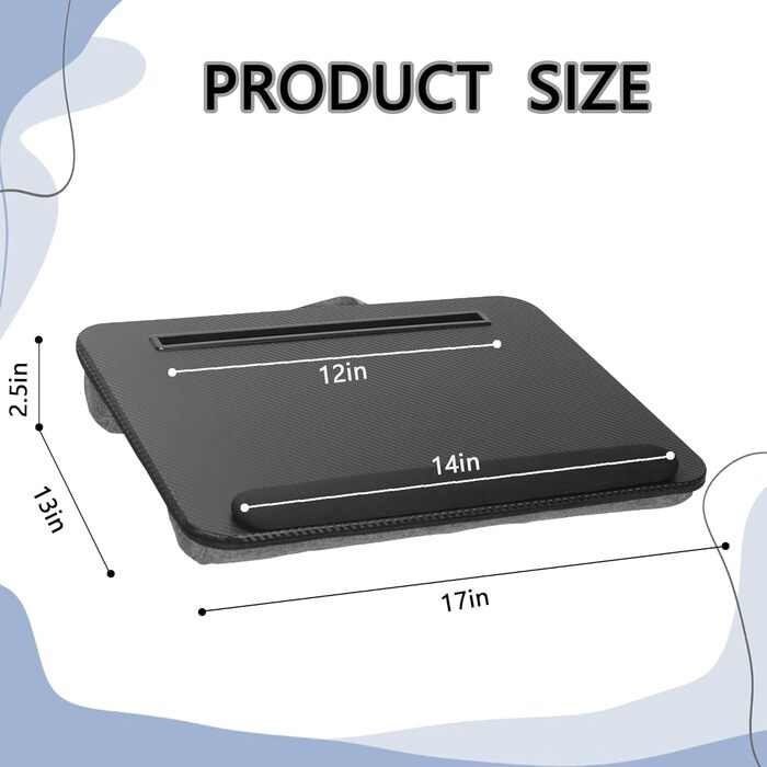 Складаний столик для ноутбука до 16 дюймів з підставкою для планшета, вбудованою подушкою та підтримкою зап'ясть, ідеальний для дому та офісу. Чорний ноутбучний столик на коліна з подушкою.