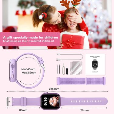 Розумний годинник RUXINGX 4G для дітей з GPS та телефонними дзвінками, дитячий годинник із водонепроникністю IP68, подвійним переглядом, голосовим чатом, ліхтариком, шкільним режимом, крокоміром, будильником для хлопчиків та дівчаток, фіолетовий