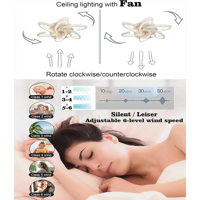 Стельовий вентилятор Bossen з підсвічуванням, 67см, 70Вт тихий сучасний світлодіодний стельовий вентилятор з пультом дистанційного