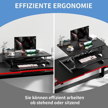 Стіл для роботи сидячи та стоячи, робоча станція стоячи, стіл для роботи стоячи, ергономічне регулювання висоти, робоча станція для двох моніторів та ноутбуків з великим відсіком для клавіатури, підставка для офісу для роботи сидячи та стоячи (80 см)