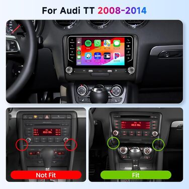 Автомагнітола Hodozzy 2G64G Android для Audi TT MK2 8J 2008-2014 з бездротовим Carplay Android Auto, 7-дюймовий сенсорний екран, 2 Din з навігацією, GPS, WiFi, Bluetooth, EQ/DSP, FM/RDS, радіо з камерою заднього виду