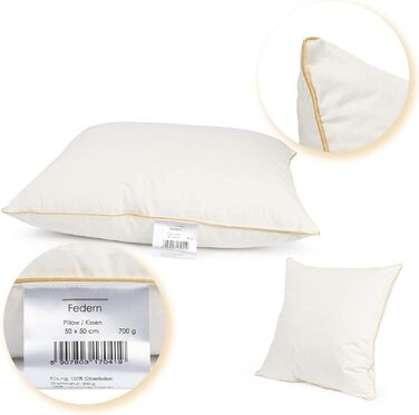 Пухова подушка H&F Home Textiles 50x50 см Наповнювач подушки 700 г 100 пір&39я Подушка із сертифікатом Oeko-Tex Чохол 100 бавовна