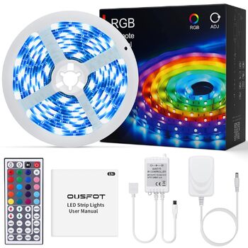 Світлодіодна стрічка OUSFOT 5M LED Tape Band 150 RGB з пультом дистанційного керування для різдвяного декорування кімнати Будинок Бар Вечірка OUSFOT