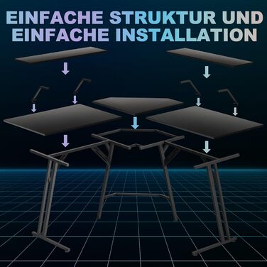 Ігровий стіл 140 см Великий ігровий стіл L-подібний комп&39ютерний стіл з підставкою для монітора, карбонове волокно Ергономічний кутовий стіл для ігор та домашнього офісу 140 см