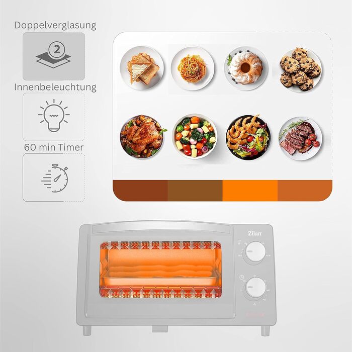 Міні-духова шафа 9 літрів Таймер на 60 хв 800 Вт 100-230C Міні піч Духова шафа Міні-піч Кемпінгова піч Мала духова шафа Маленька духова шафа