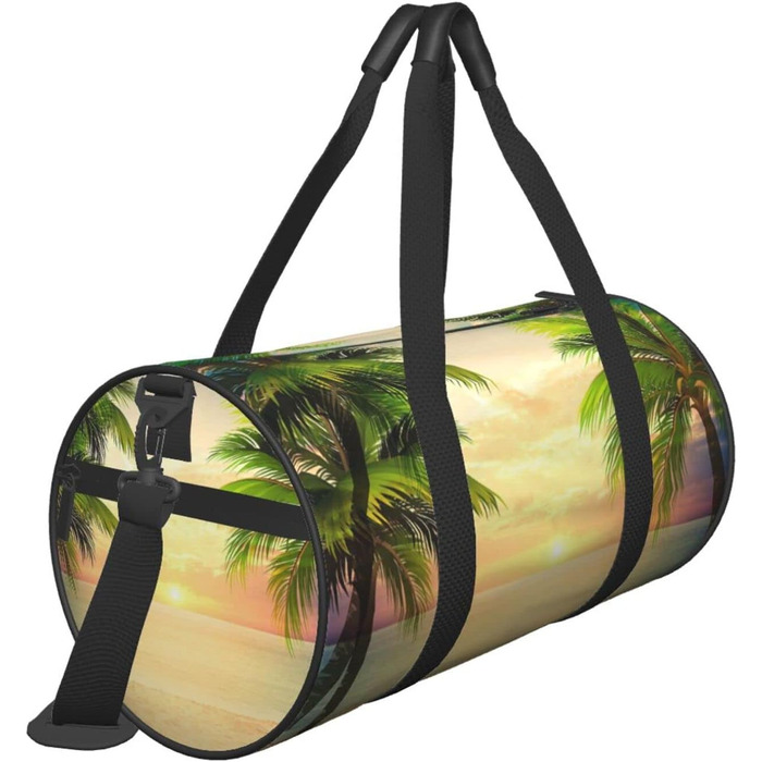 Спортивна сумка, дорожня сумка, пляжна сумка, принт Захід сонця, сумка на нічліг, чорна, універсальний розмір, сумка для подорожей