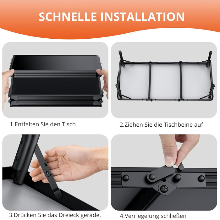 Складаний кемпінговий стіл FUNYKICH 3 фути 87x40x26 см, маленький складний стіл з сумкою для перенесення, портативний складний стіл з алюмінію, багатофункціональний стіл з панелі МДФ для пікніка, кемпінгу, пляжу, балкону, чорний