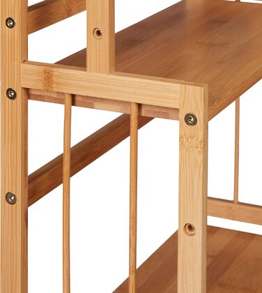 Бамбукова підставка для спецій Relaxdays, регульована, кухонний органайзер для спецій, компактна, 3 рівні, висота та ширина 50x41,5x18 см, натуральний колір