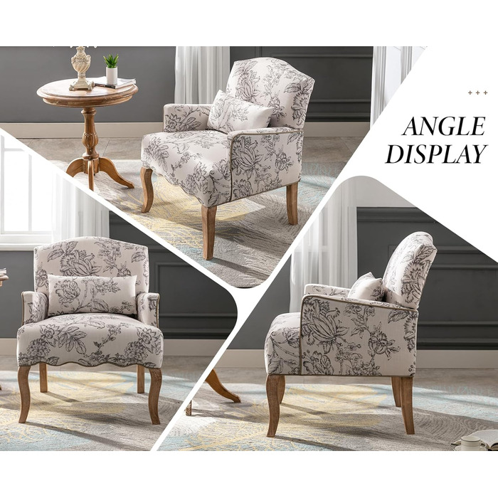 Льняне одномісне крісло-диван для вітальні з дерев&39яними ніжками, ретро-крісло з підлокітником та одним кріслом для балкону (бежевий)