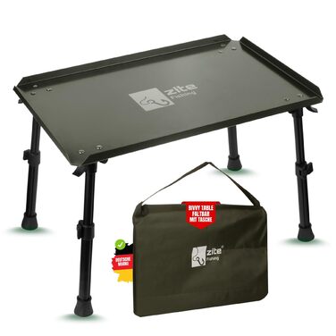 Рибальський наметовий стіл Zite - Наметовий стіл з сумкою для перенесення для коропових рибалок, кемпінгу тощо - Складаний та регульований по висоті стіл для бойлів - Складаний рибальський стіл