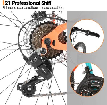 Гірський велосипед HILAND Clark 26 дюймів з повною підвіскою для чоловіків та жінок, 21 передача, подвійні дискові гальма, дорослий MTB велосипед, синій