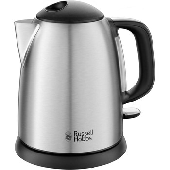 Чайник Russell Hobbs 1,0 л Adventure з нержавіючої сталі (2400 Вт, функція приготування під тиском, знімний фільтр з лаймом, зовнішній індикатор рівня води, маленький туристичний чайник) Чайник для чаю 24991-70 маленький, 1,0 л Нержавіюча сталь полірована