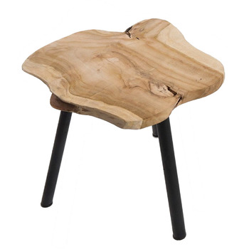 Журнальний столик з тикового дерева 44 см Табурет Коричневий Чорний Тумбочка з масиву дерева Декоративний столик Унікальна стільниця з тикового дерева різних форм Диванний столик Вітальня Спальня