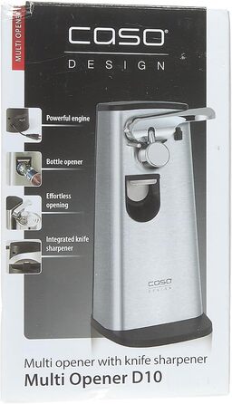 Мультивідкривач CASO D10 з високоякісним корпусом з нержавіючої сталі, універсальне використання в якості відкривачки для пляшок, точилки для ножів, консервного ножа, в т.ч. практичного втягування кабелю, магнітного тримача кришки, потужного двигуна
