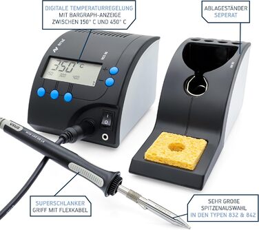 Цифрова паяльна станція потужністю 80 Вт з регульованою температурою 150 - 450 C, включаючи паяльний наконечник 2,2 мм долотоподіб