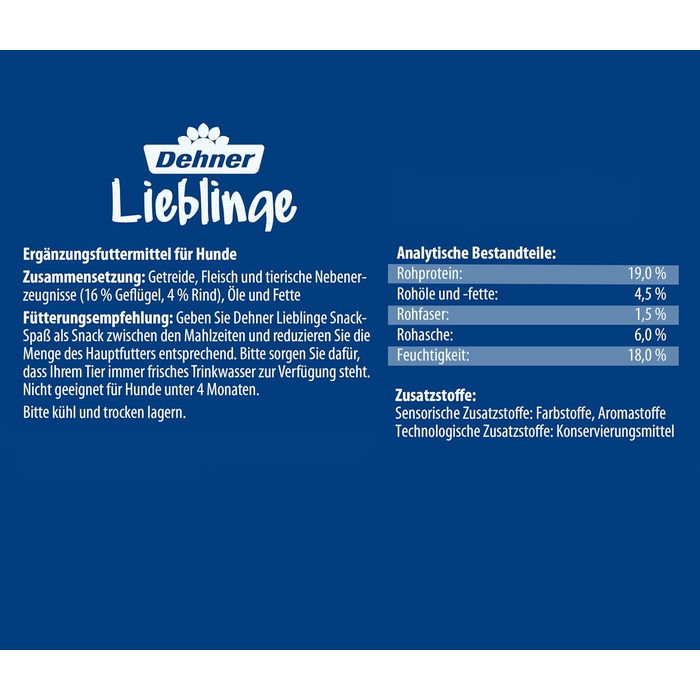 Ласощі для собак Dehner Lieblinge Dog Snack без цукру, велика коробка снеків, для дорослих собак, з 4 різними видами, 1,2 кг