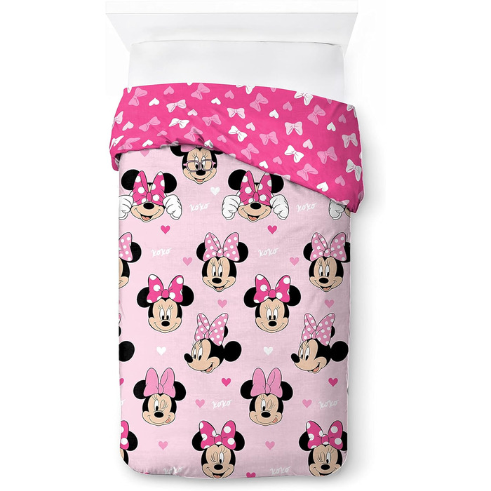 Бавовняний комплект дитячої постільної білизни 135x200 см односпальний розмір - підодіяльник наволочка 50x70 см рожевий - Minnie M