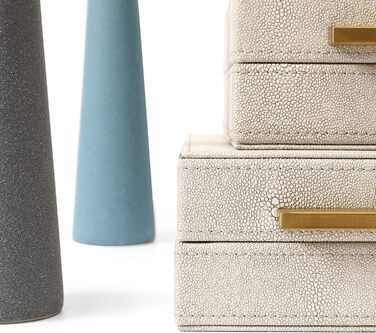 Набір із 3 декоративних скриньок Kingflux зі штучної шкіри кольору слонової кістки, ящики для зберігання, органайзер для ювелірних виробів, органайзер для чоловічих аксесуарів (кольору слонової кістки)