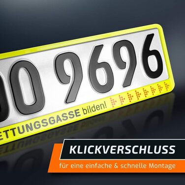 Тримач номерного знака schildEVO 2 Затор СФОРМУЙТЕ АВАРІЙНУ СМУГУ НЕОНОВИЙ ЖОВТИЙ Тримач номерного знака Рамки для номерних знаків DHL Доставка ТИП Б