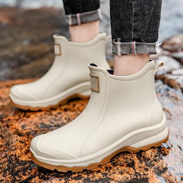 Чоловічі гумові чоботи, водне взуття, гумове взуття з верхнім одягом, студентський повсякденний одяг, все для роботи на свіжому повітрі, риболовлі, миття автомобіля, кухні, не бахіли, гумові гумові чоботи, високе взуття, чоловічі, бежевого кольору, 38 2/3