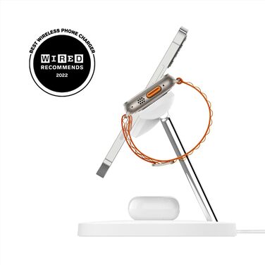 Бездротовий зарядний пристрій Belkin MagSafe 3-в-1, зарядна станція MagSafe 15 Вт, швидка зарядка для iPhone і AppleWatch, зарядка