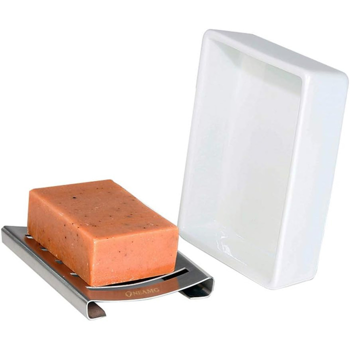 Мильниця OneAmg, керамічне сидіння з нержавіючої сталі SUS 304, тримач для мила, подвійна мильниця без свердління для ванної кімна