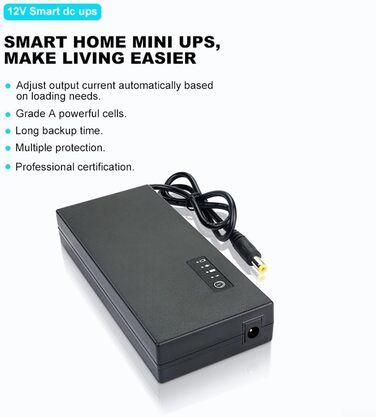 Міні UPS Джерело безперебійного живлення DC 12V 3A для роутерів, систем контролю доступу, відеоспостереження. Компактний корпус ABS 138x60x24 мм.