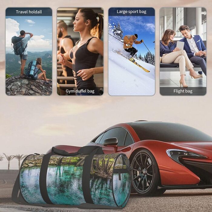 Спортивна сумка для подорожей, малюнок Флорида Спрінгс, Чорна, Універсальний розмір, Дорожня сумка