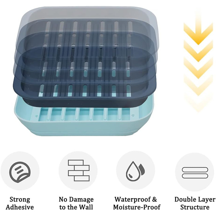 Мильниця з 4-х частин, мильниця з настінним кронштейном, для кухні та ванної кімнати, мильниця для мочалок з функцією зберігання в