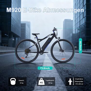 Електровелосипед M920 27,5 дюйма для дорослих 9-швидкісний електровелосипед зі змінним акумулятором 36 В 13 Аг, двигуном 250 Вт, швидкістю 25 км/год та запасом ходу до 60 км. Синій.