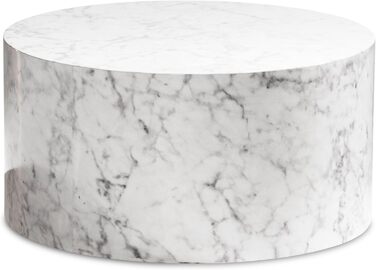 Кавовий столик FineBuy MONOBLOC 60x60x30 см, круглий дизайнерський стіл для вітальні, сучасний білий диванний столик