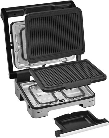 Електрогриль 2000 Вт, 6 програм, сенсорна технологія, пластини з покриттям, гриль Panini, нержавіюча сталь матова