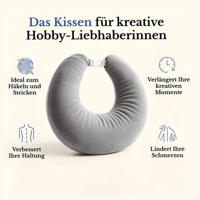 Ергономічна подушка ASIAD Crealis ваш союзник комфорту для творчих моментів, в&39язана гачком подушка-підтримка, ергономічна ігрова подушка для рук, легка, портативна, знімає напругу, сіра