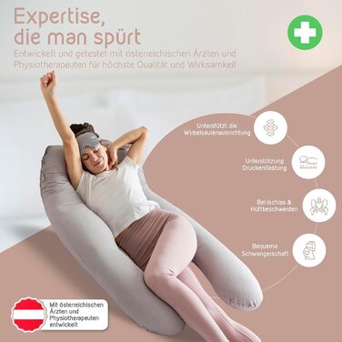 ОРІГІНАЛЬНА подушка для сну на боці з піною з ефектом пам&39яті зберігає розміри, включаючи чохол зі 100 м&39якої бавовни та маску для сну Подушка для вагітних Подушка для годування М&39яка подушка 130 x 70, платиново-сірий 1