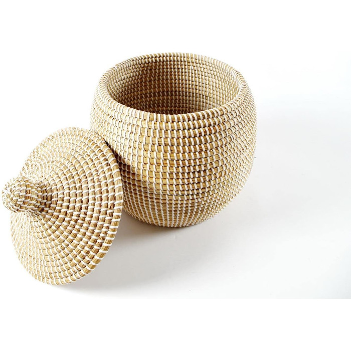 Кошик Kobolo з морською змією - Ø 32 см В 34 см - Коричневий - Плетений кошик для зберігання з кришкою - Декоративний універсальний кошик для білизни, іграшок та організації - Маленький кошик для аксесуарів