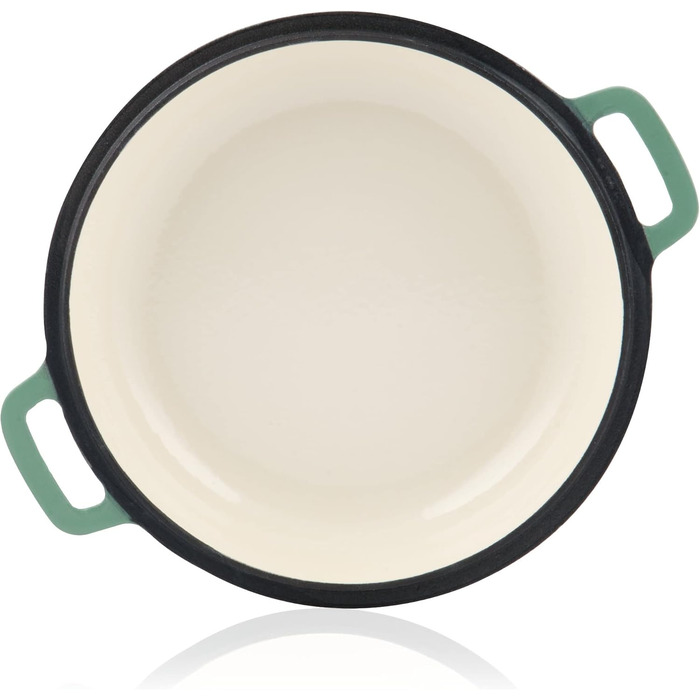 Чавунна емальована каструля Mahlzeit 6,9 л м'ятна, кругла чавунна каструля з кришкою та 2 ручками традиційна чавунна каструля, ема