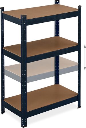 Полиця для зберігання Relaxdays для важких умов експлуатації, 5 ярусів, ВШХ 180x70x30 см, вантажопідйомність 500 кг, сталь, чорна