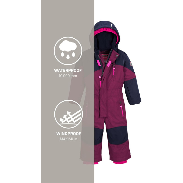 Дитячий лижний комбінезон/сніговий костюм Killtec Unisex Kesley Mini з капюшоном 98-104 Сливовий