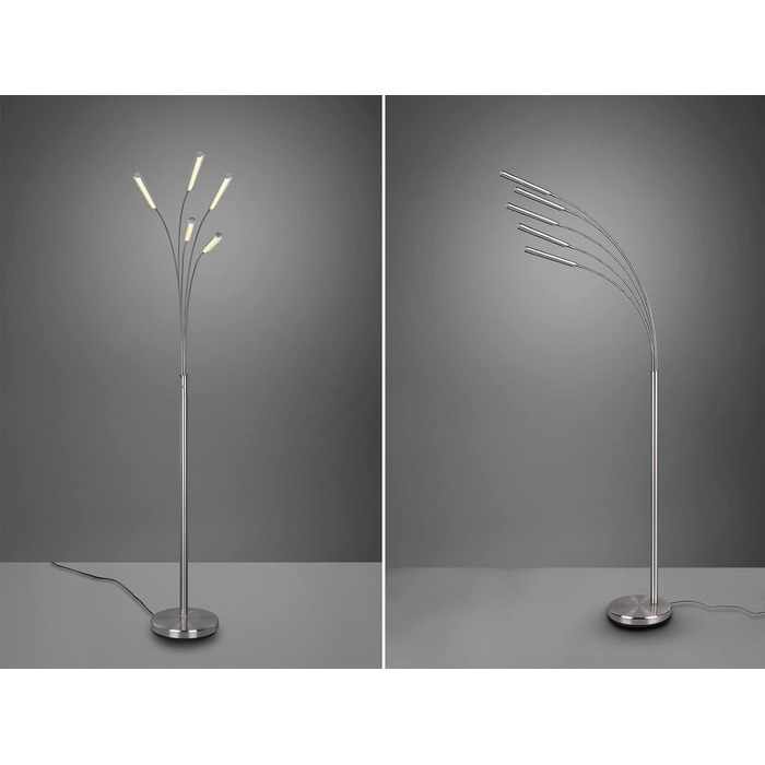 Стійка LED-світильник Reality Reed R41031507, матовий нікель, 5 шт. 3.5 Вт LED, диммерний вимикач, сріблястий