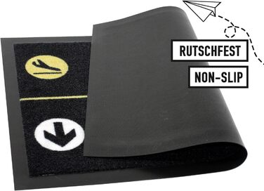 Килимок для дверей крупним планом - Прибуття/Виїзд - Килимок, що прається (40 x 60 см) - Чорно-жовтий