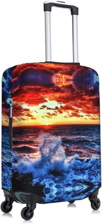 Чохол для валізи Морська бриза та схід сонця з принтом, еластичний захист від подряпин та пилу, чорний, розмір 85 см