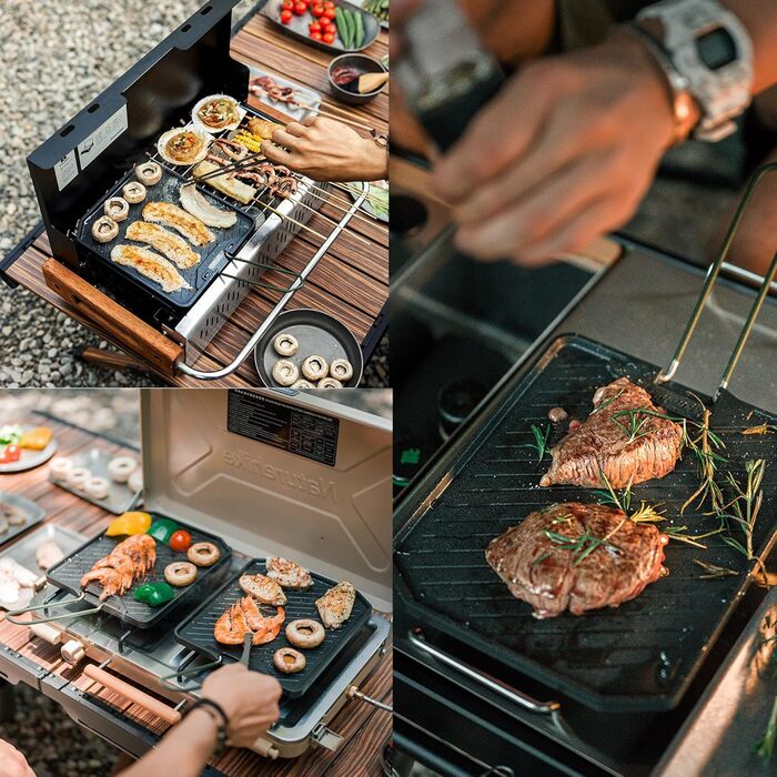 Сковорода з антипригарним покриттям Naturehike, складна ручка, сковорода-гриль для вулиці, алюмінієва сковорода для стейків, портативна та легка (0,5 кг), легко миється, підходить для кемпінгу та походів