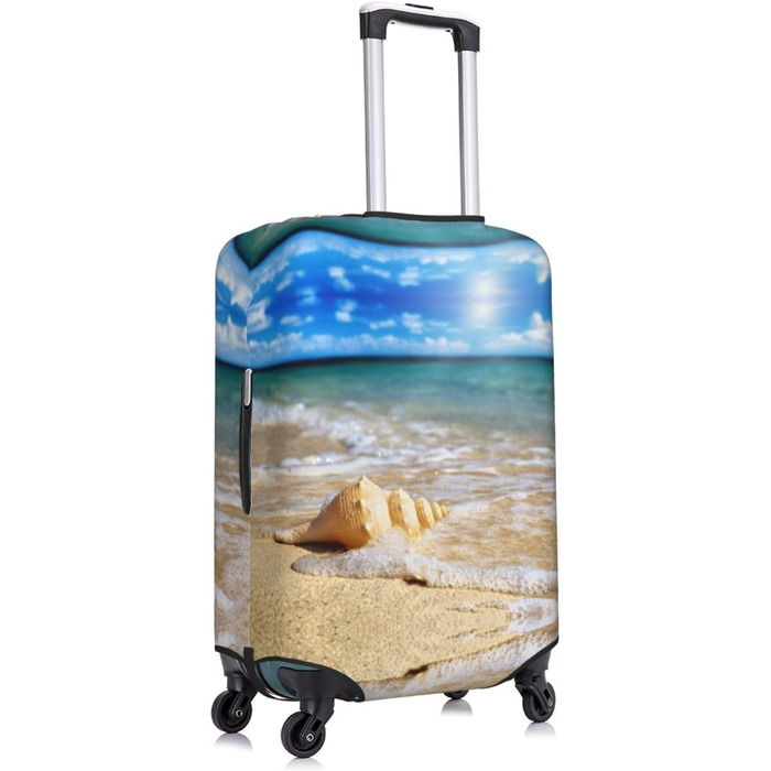 Чохол для валізи Морська Раковина, міцний захист для багажу розміром 45.7-81.3 см, чорний, великий розмір