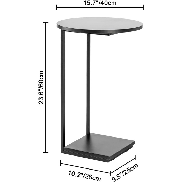 Приставний столик HDANI C, тумбочка під диван, що розсувається, приставний столик у вітальню чорного кольору 40*40*60 см