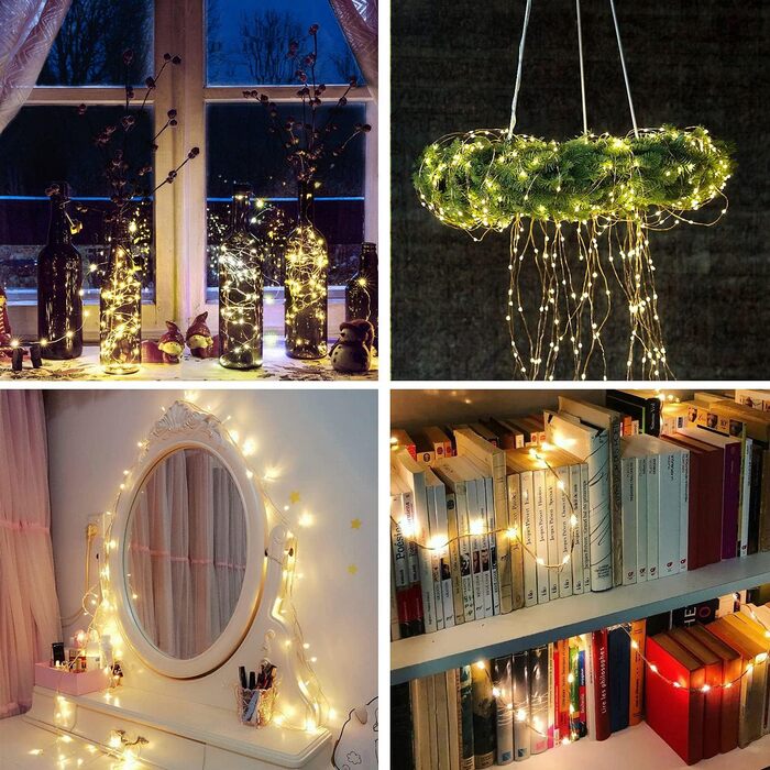 Акумулятор казкових вогнів - 4 шт. , 100 світлодіодних гірлянд 10м 8 режимів пульт дистанційного керування, дріт з таймером казков